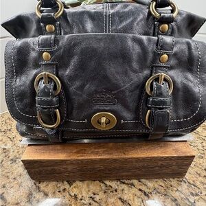Coach Legacy Leather Satchel Black Brass Turnlock Bag 22704-Rare Bag
